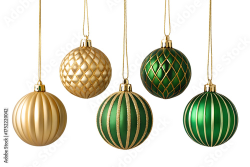 Elegant Christmas Ornaments Gold and Green on Black