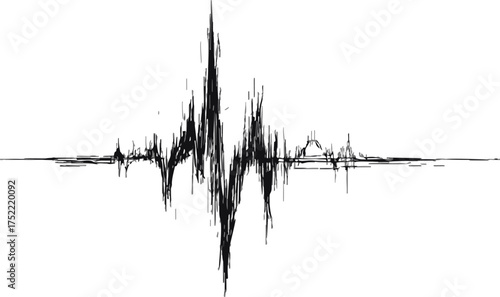 Heartbeat waveform vector abstract jagged black line art on white background — stock vector.