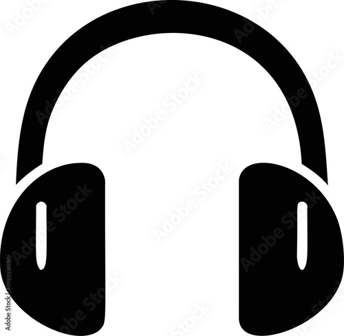 Headphones vector icon, simple black silhouette, minimalistic audio equipment symbol — stock vector.