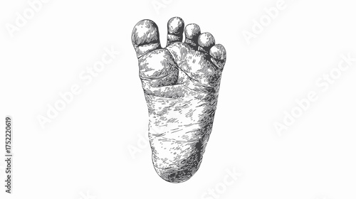 Foot sole sketch hand drawn detailed anatomical illustration — stock vector