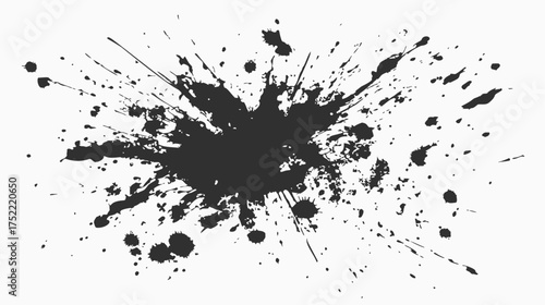 Black ink splatter sketch hand drawn with scattered drops and dynamic painterly scatter pattern — stock vector