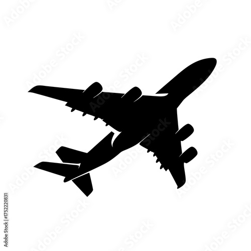 Silhouette of a large commercial airplane in flight