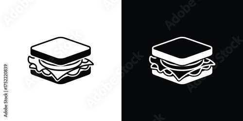 Square Sandwich with Lettuce and Tomatoes Transparent Background Icon Style