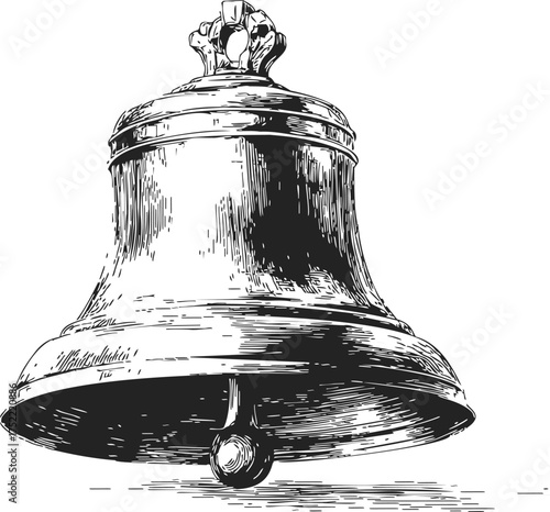 Bell sketch hand drawn vintage style with detailed engraving — stock vector