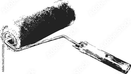 Paint roller sketch hand drawn style isolated on white background — stock vector