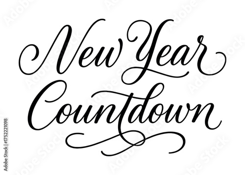 Elegant new year countdown calligraphy with swirls and cursive style