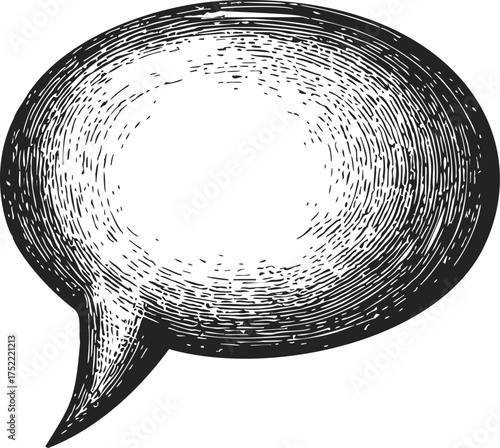 Speech bubble sketch hand drawn retro style with textured lines and empty center — stock vector