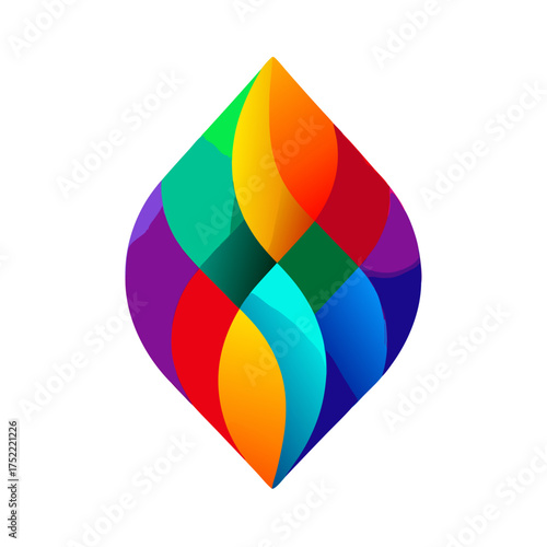 Abstract multicolored tear drop shape with gradient and layered effect