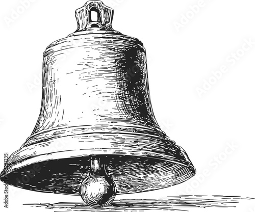 Bell sketch hand drawn vintage style detailed illustration isolated on white — stock vector