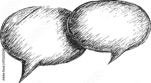 Speech bubbles sketch hand drawn overlapping empty dialogue balloons — stock vector