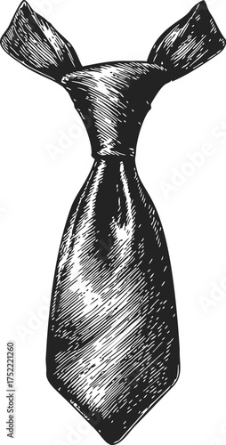 Necktie sketch hand drawn style detailed illustration with knot and folds — stock vector