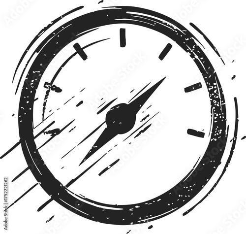 Speedometer sketch hand drawn style with dynamic motion lines — stock vector