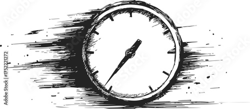 Clock sketch hand drawn dynamic time motion effect — stock vector