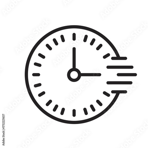 Clock icon representing time passing quickly with speed lines.