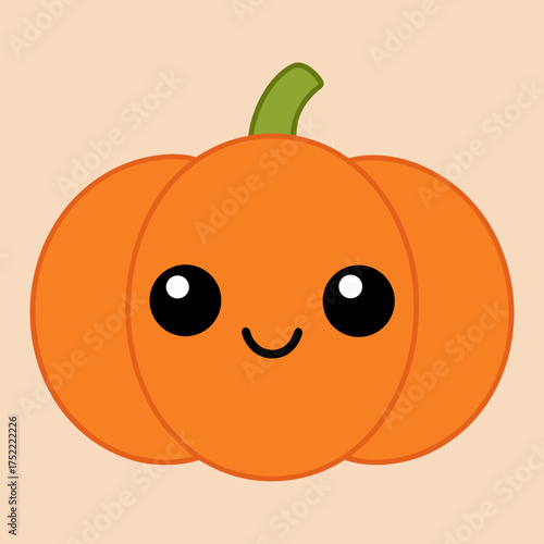 Kawaii cute happy pumpkin vector illustration scalable for digital projects isolated on white background