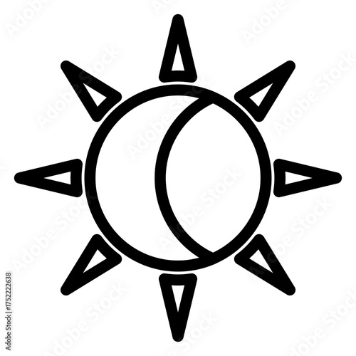 Sun and Moon Icon Isolated on Transparent Background. Magical and Mystical Vector Illustration for Fantasy, Spiritual, and Halloween Design