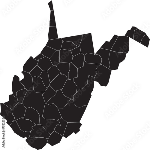 West Virginia State Isolated Map with County Lines