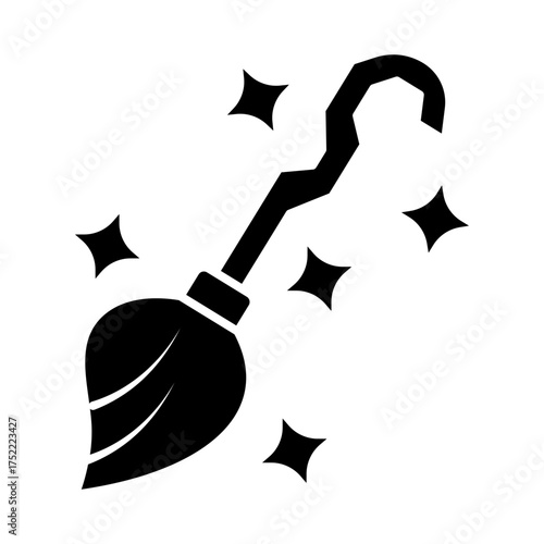 Magic Broom Icon Isolated on Transparent Background. Magical and Mystical Vector Illustration for Fantasy, Spiritual, and Halloween Design