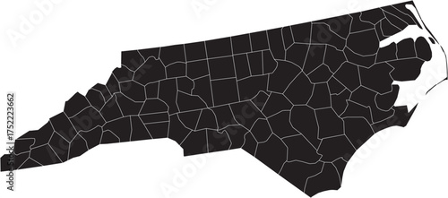 North Carolina State Isolated Map with County Lines