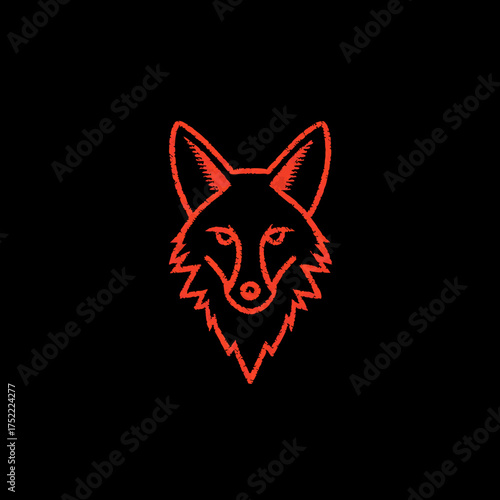 Red fox head outline on black background