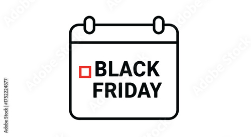 Black Friday Calendar Icon Reminder of Shopping Event.
