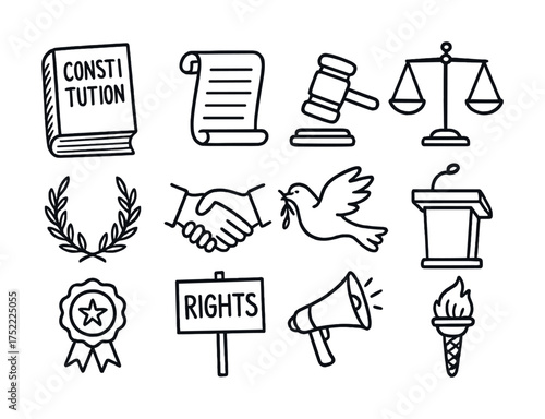 Symbols of justice and democracy: constitution, rights, and peaceful protests