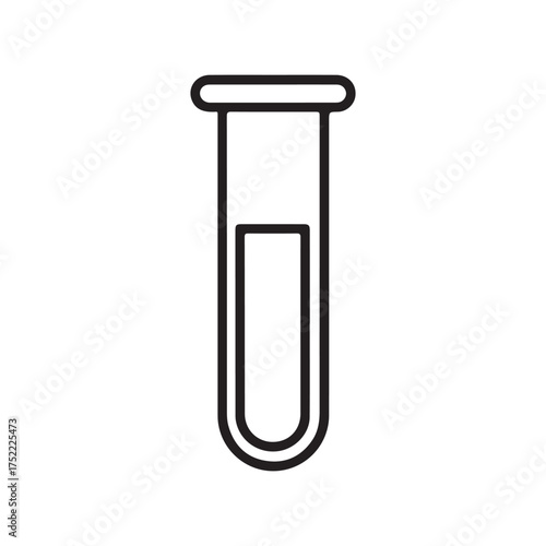 Test tube vector line icon isolated on white background. Simple flat illustration of lab equipment. Thin stroke web design for pharmacy or biochemistry science.

