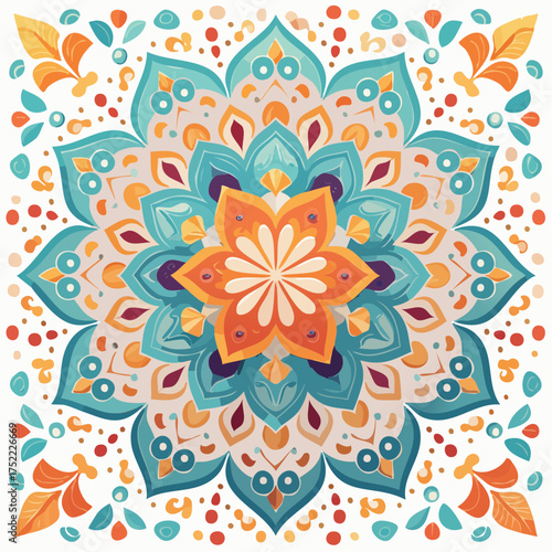 Floral mandala with transparent background