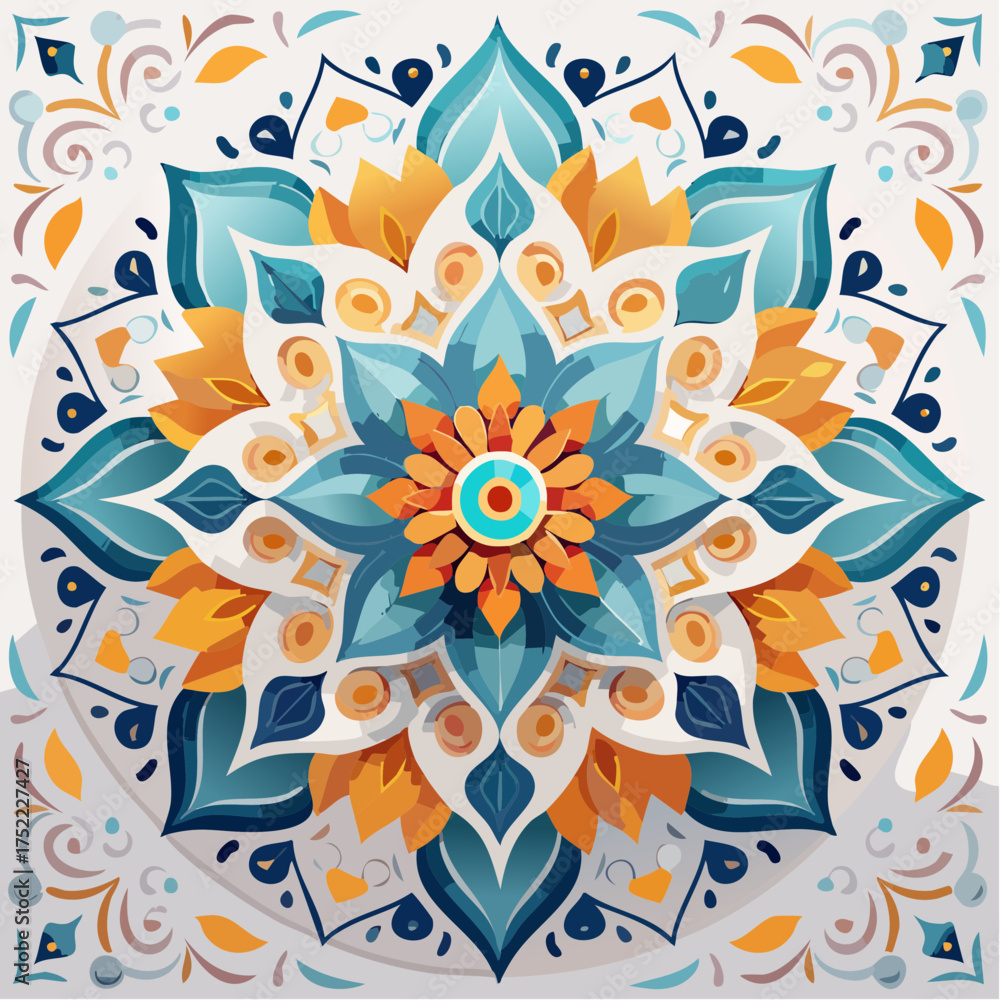 Fototapeta premium Intricate floral mandala with transparent background