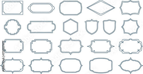 Decorative Frames Outlines Set, Vintage Style Borders, Shapes Collection on White Background
