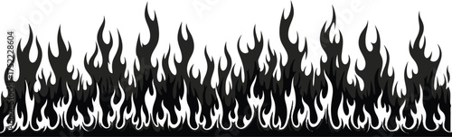 Detailed Monochrome Fire Flames with Transparent Background