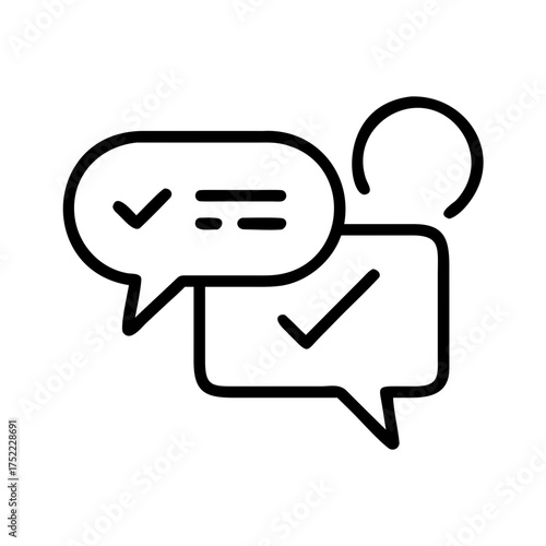Two speech bubbles with check marks