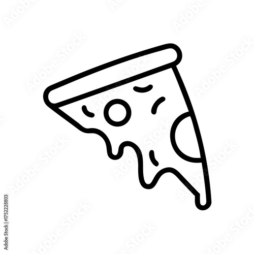 Pizza slice icon with dripping cheese design