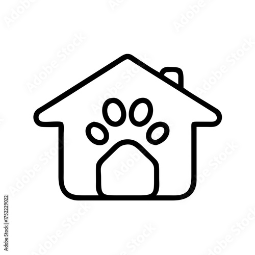 House with paw print, a symbol for pet care