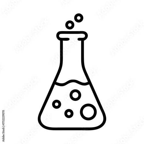 Erlenmeyer flask with bubbling liquid line drawing