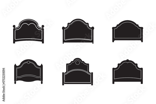 Elegant Bed Headboard Silhouette Collection for Interior Design and Bedroom Furniture Concepts featuring various shapes