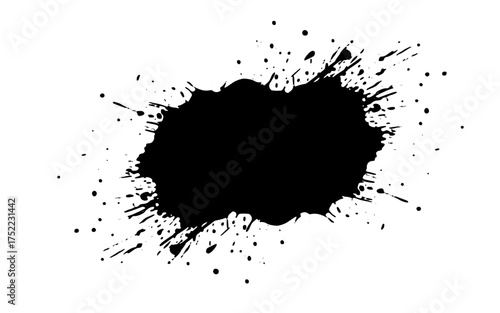Black watercolor brushed splash splatter on white background