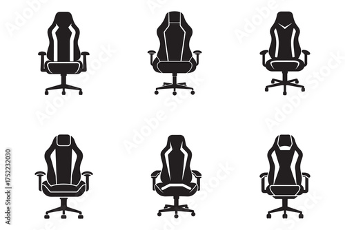 Ergonomic Gaming Chair Vector Set for Comfortable Seating and Professional Esports Design Resources Black and White