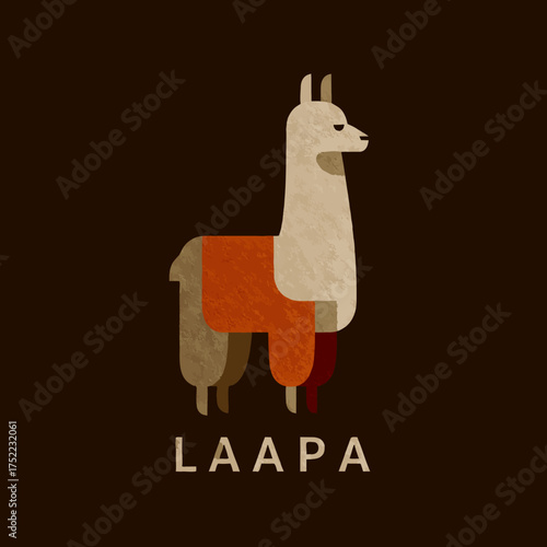 Stylized llama with saddle and name tag below