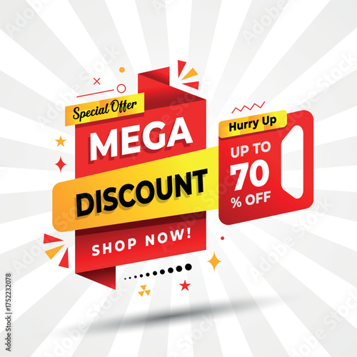 Mega Discount Sale Banner with Up to 60 off Promotion	
