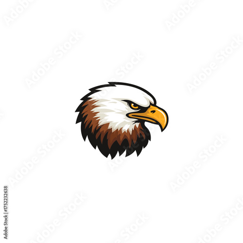 Majestic eagle head illustration, a powerful bird of prey vector graphic with fierce eyes, representing strength and freedom.