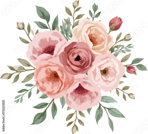 handdrawn pastel floral arrangement wedding flower