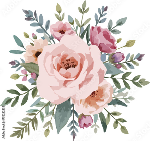 handdrawn pastel floral arrangement wedding flower