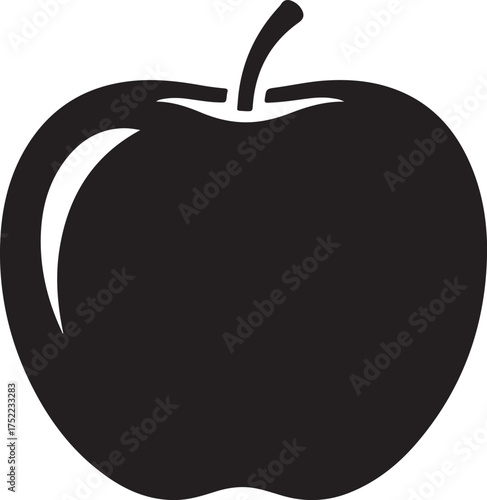 Black Silhouette of an Apple fruit food