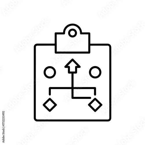 Strategy board with arrow and shapes on transparent background