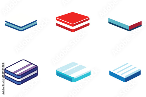 Isometric Mattress Collection with Variety of Designs and Colors for Sleep Comfort and Healthy Rest Illustration