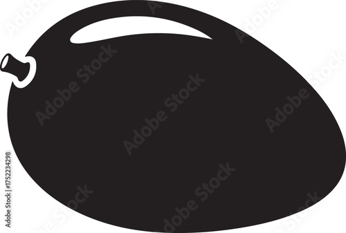 Black Silhouette of a Mango Fruit with Stem food