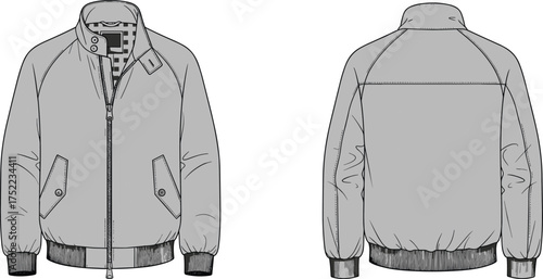 long sleeve notched lapel button closure pocket patch chest waist vent back seam cuff apparel garment clothing fashion textile template vector sketch illustration design pattern prototype