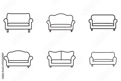 Minimalist Couch and Sofa Line Art Set for Interior Design and Furniture Concepts showcasing versatility and style in vector format