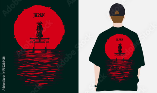 Japanese style popular typography t-shirt design for clothes sale poster banner wallpaper vector